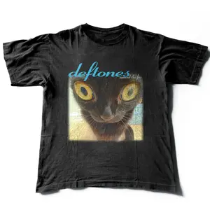 NEW! Deftones Around The Fur Funny Black Cat T-Shirt – Classic Rock Band Graphic Unisex Cotton Tee