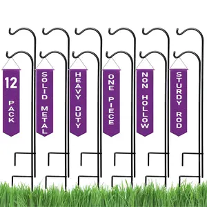 Ashman 37 Inch 10 MM Shepherd's Hooks, Black, Set of 12 Made of Premium Metal for Hanging Bird Feeders, Flower Basket, Christmas Lights.