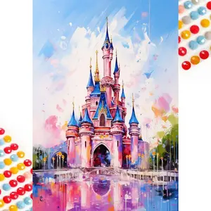 5D DIY Diamond Arts Colorful Painting Kit, Cinderella's Castle Pattern Diamond Arts Colorful Painting Without Frame, DIY Decorative Art Picture for Beginner Home Decor
