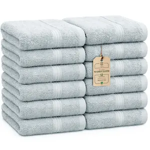 HomeBurg Luxe 12-Piece Washcloth Set - 100% Cotton, Soft & Absorbent, Easy Care, Premium Towels for Face & Daily Use, 30 x 30 cm