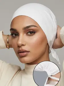 Women Modal Hijab Caps with Tie Back, Adjustable Jersey Wraps, Plain Solid Color Basic Underscarf Abaya Accessory, Modest Style