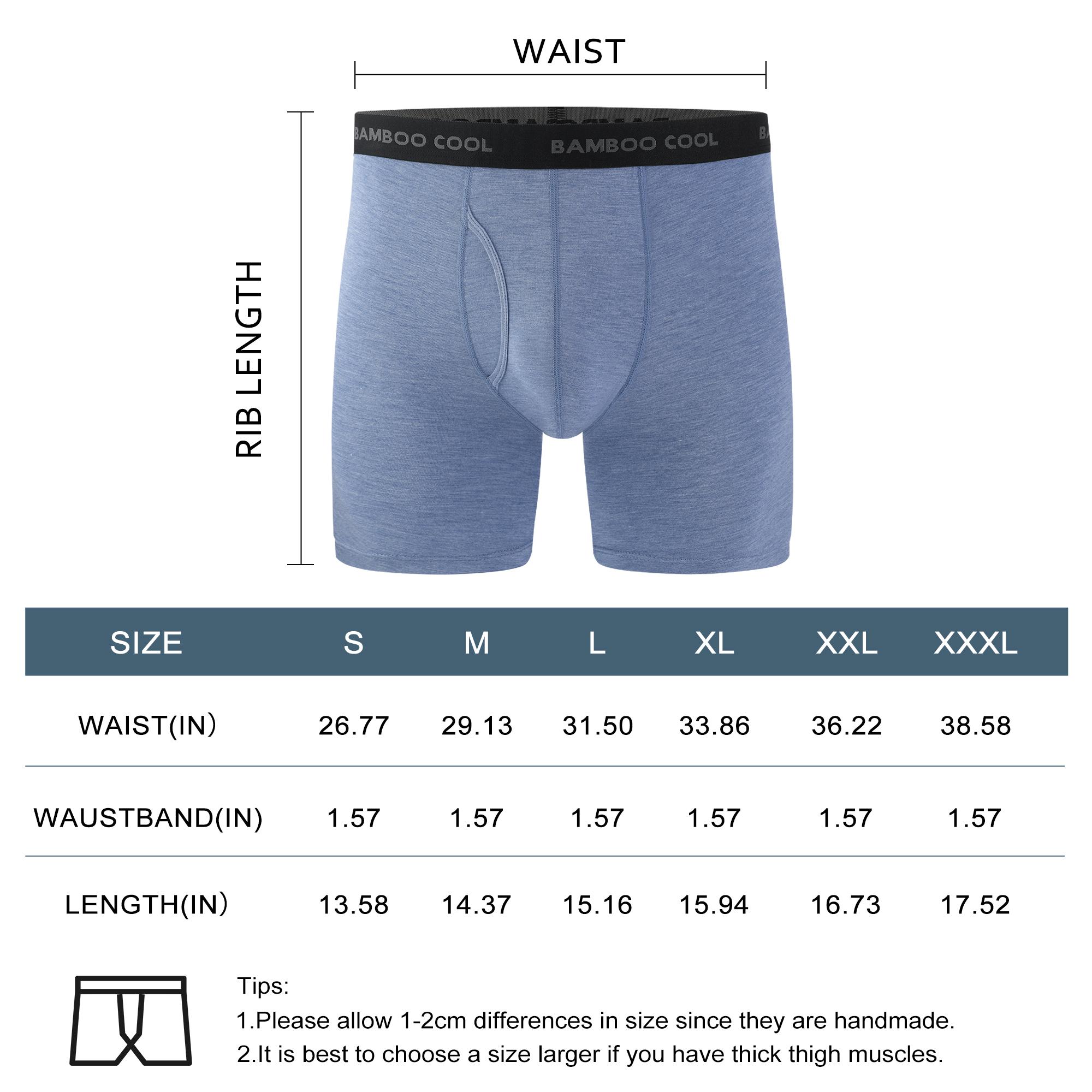 BAMBOO COOL Men's Ultra Breathable Underwear No Riding Up Boxer Briefs with Comfort Flexible Waistband Multipack 92% Bamboo Viscose 8% Spandex Moisture-Wicking