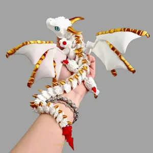 2026 New Model 3D Printed Dragon Wyvern, Multi-Jointed Fully Articulated Flexible Display Ornament, Realistic Winged Large Horns Decor
