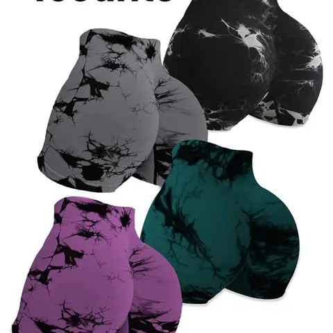 Women's Tie-Dye Print High-Waisted Set, Athleisure Shorts, Yoga Bottoms, Ideal for Fitness & Active Lifestyle, Comfortable Athletic Wear, Workout Clothes Women
