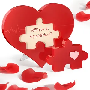 Grarry Will You Be My Girlfriend Valentines, Valentines Day Ideas, Be My Valentine Proposal Card, Be My Girlfriend Decoration, Unique Acrylic Puzzle Piece Sign with Hidden Message, US Patent Pending