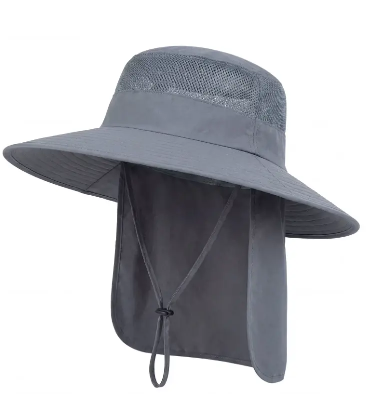 UPF50+ Wide Brim Mesh Fabric Fishing Hat with Neck Flap - One Size Sports & Outdoor Accessory for Men, Hats for Women