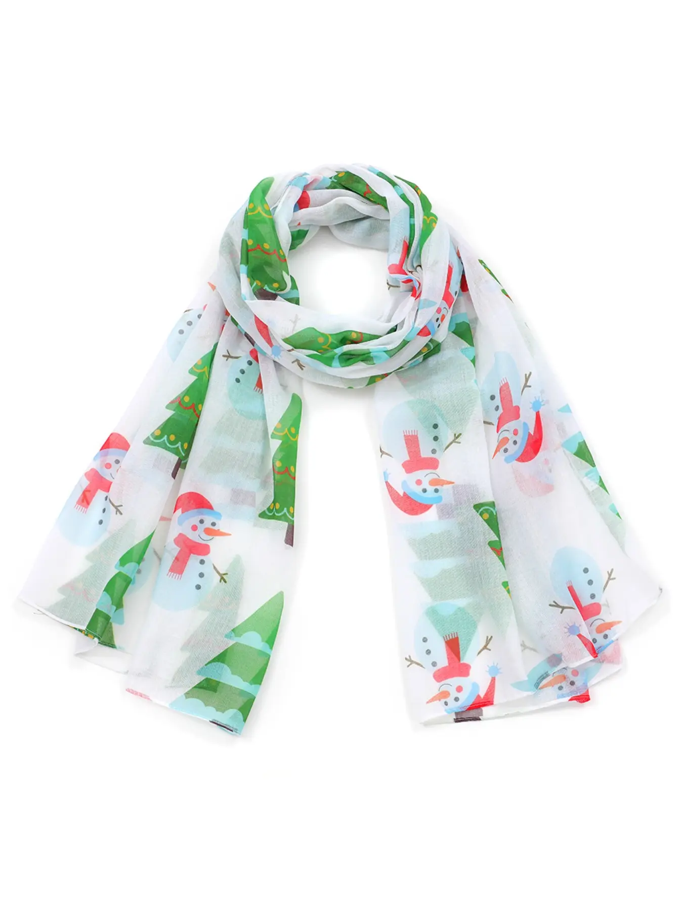 New Christmas Valentine Scarf Women Holiday Gift Snowman Long Unisex Scarf Autumn Winter Lightweight Soft Warm Decorative Scarf