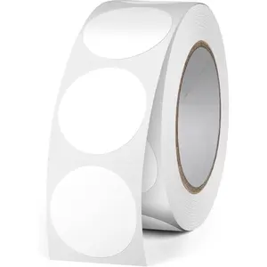 White Round Thermal Labels 1 Inch Vinyl Circle  Direct Printer Sticker Self-Adhesive Perforated Name Tag for Logo DIY QR Design Office Address 500 count