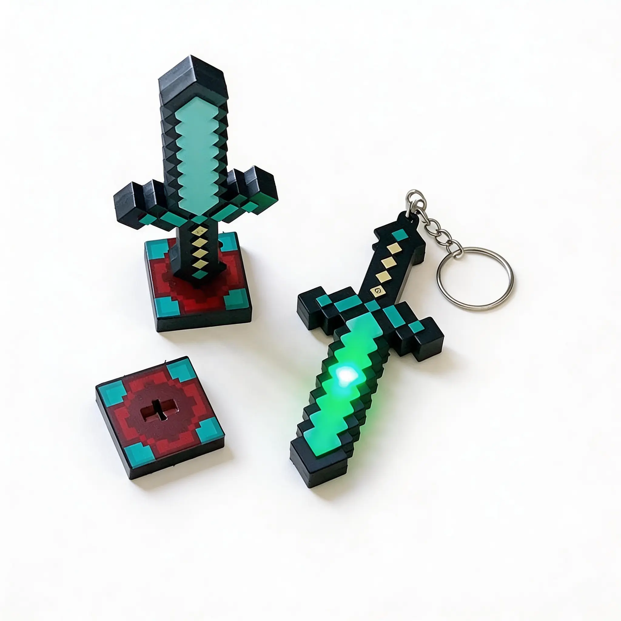 Mini Diamond Glow Sword-Shaped Keychain Charm, Chain-Attached 3D Acrylic Bold Statement Keychain, Stylish Daily & Outdoor Pendant Accessory, Chain-Attached Keychains