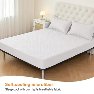 Lavishicover King Size Cooling Waterproof Mattress Cover, 1 Count Deep Pocket Dust-Proof Anti-Slip Bed Fitted Sheet Set Protector Soft Embroider Pillowcase for Bedroom Hotel