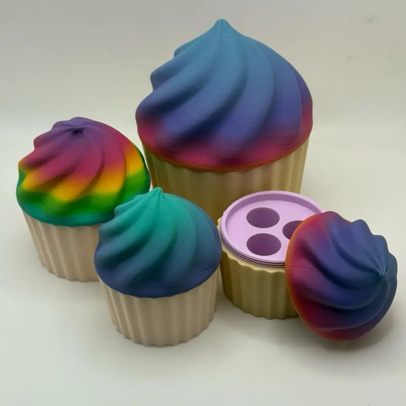 Shredder3D Cupcake Peptide Vial Holder – 3mL Storage for 3–10 Vials Classic Design with Twist-on Lid & Rainbow Frosting