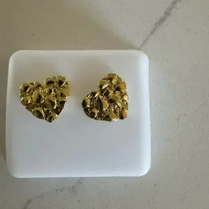 heart shape nugget earrings studs 12 mm