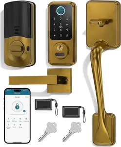 Keyless Entry Door Lock, Smart Front Door Lock Set, Smart Deadbolt Keypad Handle Set for Home/House/Airbnb/Office, Auto-Lock,Bronze Brown