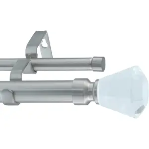 MERIVILLE 1-Inch Diameter Tondo Telescoping Double Window Treatment Curtain Rod, Crystal Finial