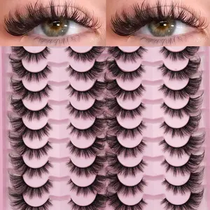 20 Pairs 3D Fluffy Natural False Eyelashes, Secure Band, Cat Eye Style, One-Piece Design, Easy Application, Ideal for Beginners