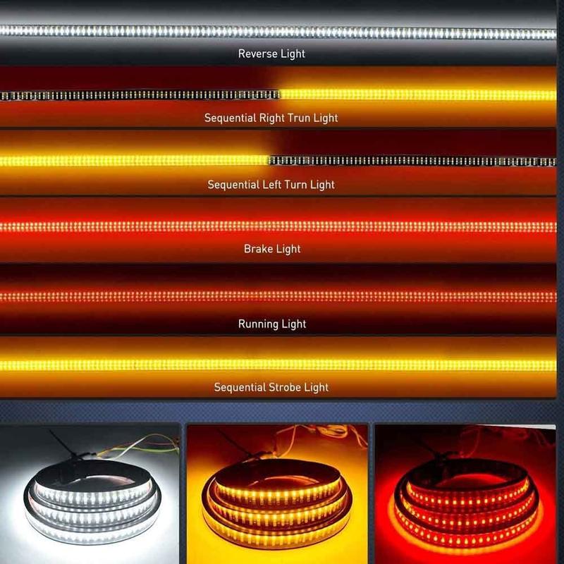 60" Truck Tailgate Light Bar  432 LED Single Row Light Strip with Red Running Brake Lights Turn Signal WhitE Reverse Light Lightbar