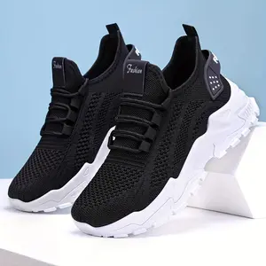 Women's Breathable Woven Sneakers - Lightweight low-top running shoes, comfortable all-season soft-soled casual sneakers, white mesh design and rubber sole, suitable for daily wear and easy exercise