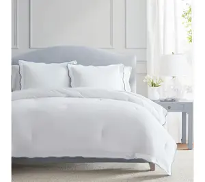 Martha Stewart Simple Scallop Blue Cotton Twin Comforter Set