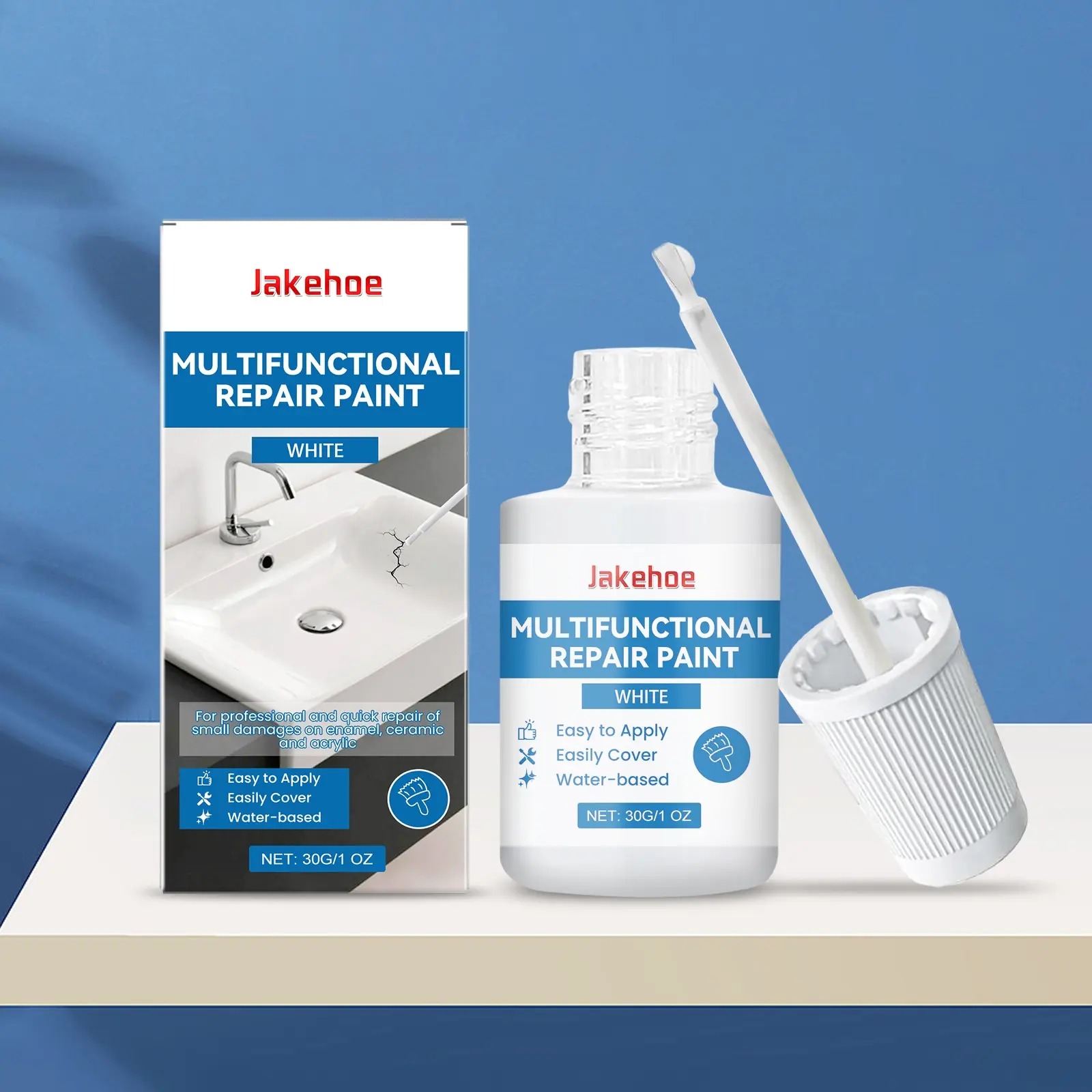 Jakehoe Multi-Functional Patch Paint, Waterproof Bathroom Renovation Cover Scratch Damage Repair Wall Paint, Versatile Paint for Home Improvement