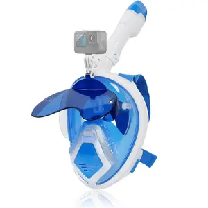 Full Face Snorkeling Mask with Frame Clip, 180° High-definition Sun Protection Diving Mask with Camera Stand, Anti Backflow Diving Mask Diving Gear