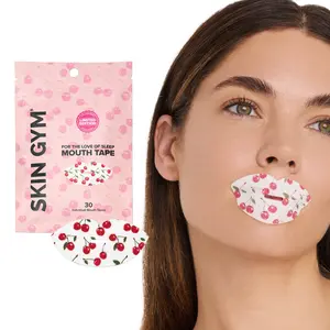 Skin Gym For the Love of Sleep Mouth Tape Cherries 30 Pack Durable Latex-Free Adhesive for Comfortable Overnight Use Promotes Nose Breathing Reduces Snoring Kiss-Shaped Design for Fresh Breath Defined Jawline