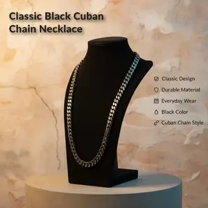 Black Cuban Chain  10mm 24in - Classic Design, Durable and Stylish Accessory for Everyday Wear