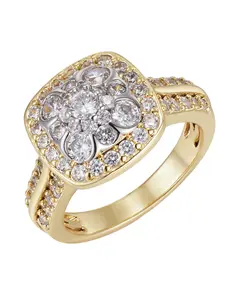 Women's 18k Gold Plated Square Zirconia Ring, Luxury Business Light Luxe Sparkle Style, Couple Wedding Band, Perfect Gift for Anniversaries