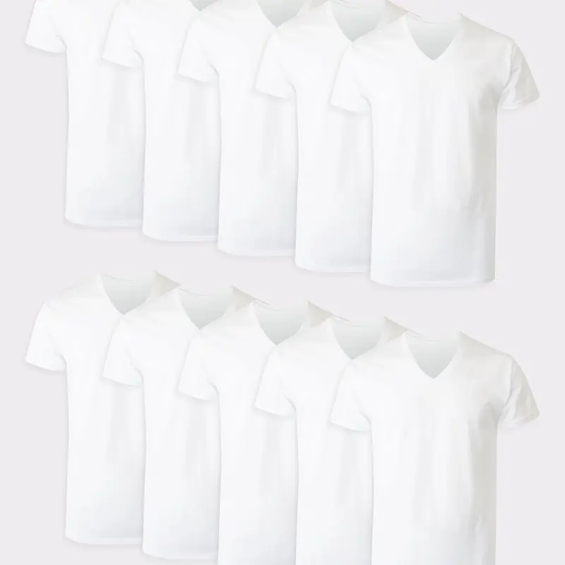 Hanes Men's White V-neck Undershirt Super Value Pack Moisture-wicking Cotton 10-pack Underwear Multi Comfortable Fit Soft Stretch Fabric Breathable 777z10