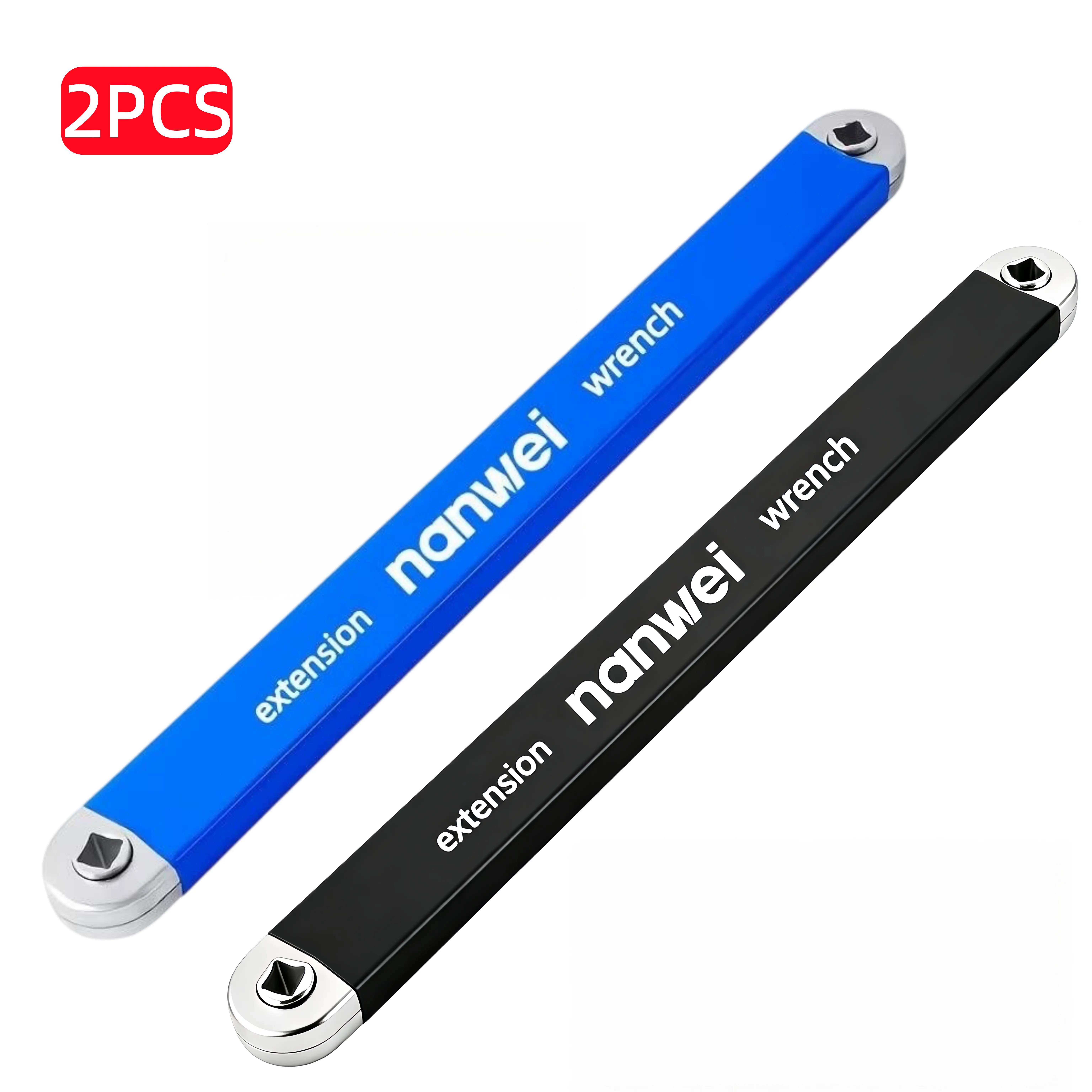 Nanwei 2PC Offset Extension Wrench - Impact Ready Adapters Set with 1/2", 1/4", 3/8" Square Drives, Tight Spots Tool for Daily Use, Ideal Gift for Fathers