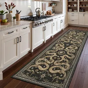 Vintage Art Snake Pattern Carpet, Luxurious Home Decor Living Room Hallway Rug, Non-Slip Washable Soft Comfort Bedside Mat, Decorative Rug Mat