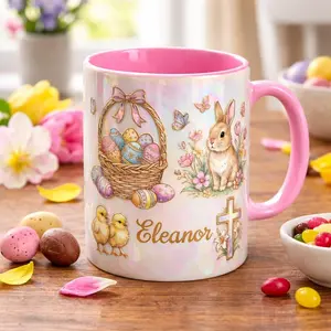Personalized Easter Mug with Name, Easter Bunny Coffee Mug, Easter Basket Mug, Cute Spring Coffee Mug, Easter Gift for Kids or Family