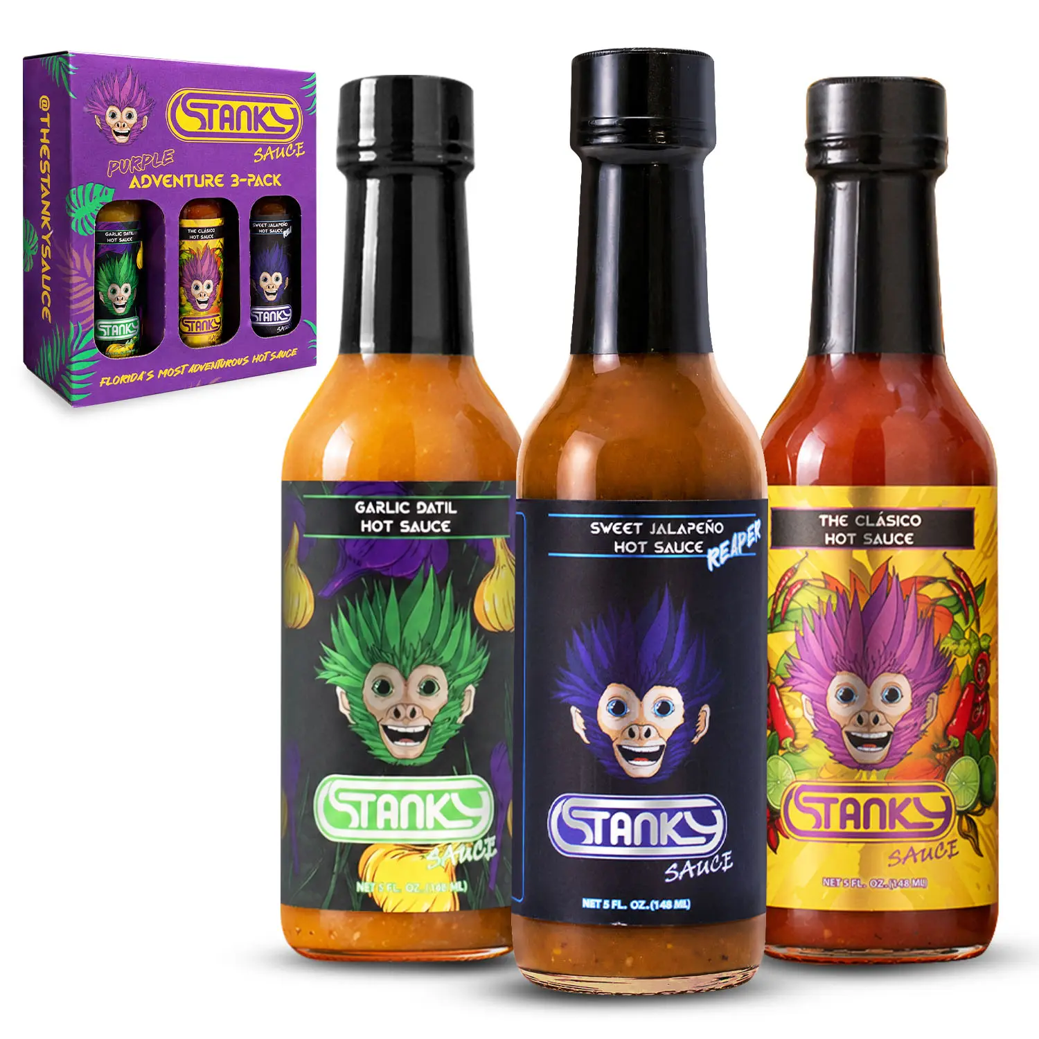Summer Grilling Hot Sauce Set by Stanky Sauce – BBQ, Wings, Burgers & Backyard Cookouts
