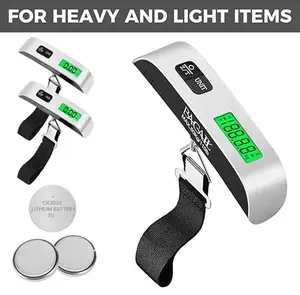 Digital Luggage Scale, 110lbs Hanging Baggage Scale with Backlit LCD Display, Portable Suitcase Weighing Scale, Travel Luggage Weight Scale with Hook, Strong Straps for Travelers