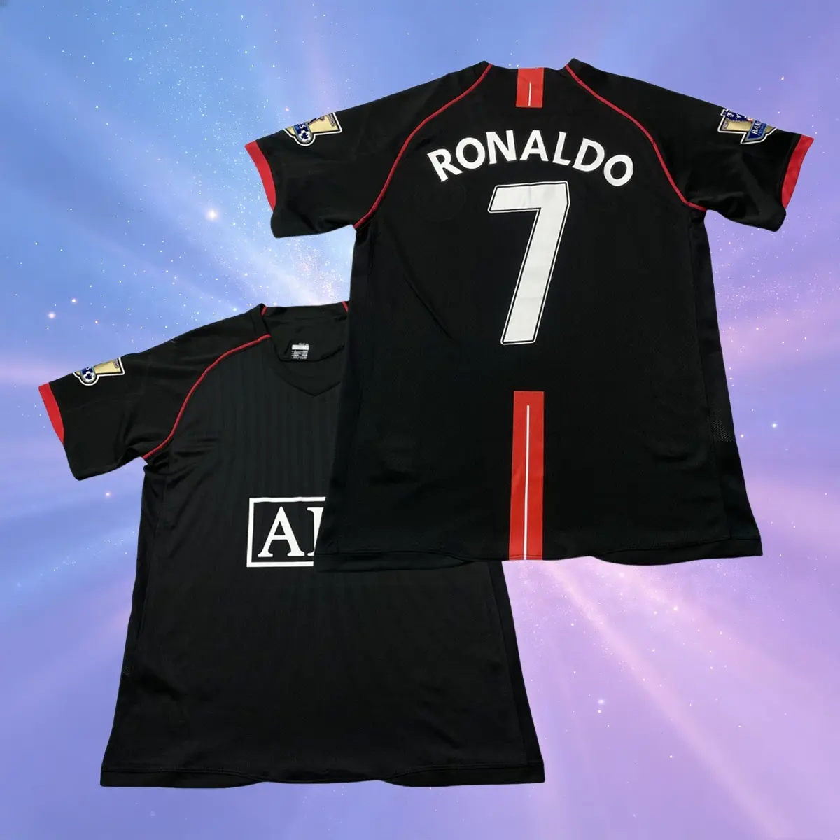 7# Ronaldo 07 08 Away Short Sleeve Shirt Retro Soccer Jersey Black Fans Version 7# Ronaldo 07 08 Away Short Sleeve Shirt Retro Soccer Jersey Black Fans Version