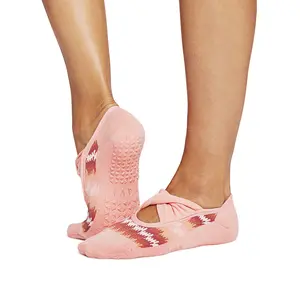 Tavi Grip Penny Tinder Pilates Socks - Pink Organic Cotton Quick-Dry Compression Arch Band for Pilates Exercises