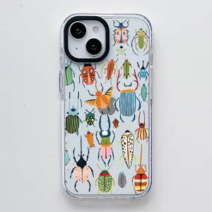 Insect Pattern , Scratch Resistant Shockproof Protective Cover TPU Clear Soft Phone Case for iPhone 16 15 14 13 12 11 Pro Max Plus Anti-Drop Creative