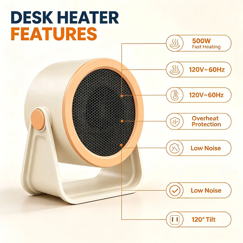 Compact personal heater design for suitable indoor workspaces