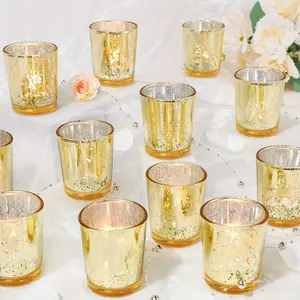 ✨Light Up the Romance✨ 24PCS Gold & Silver Electroplated Glass Starry Candle Holders | Stunning Wedding Table Centerpieces 💕 Elevate Your Holiday Ambience 🎁