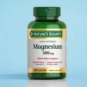 Nature's Bounty Magnesium 500 mg Tablets High Potency Supplement for Bone & Muscle Health Whole Body Support 200 Count Pack of 1