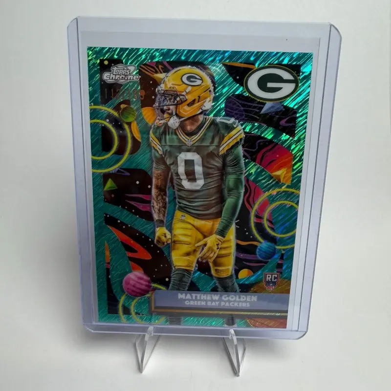 2025 Topps Chrome Cosmic Matthew Golden Aqua Shimmer Rookie RC /199 Packers