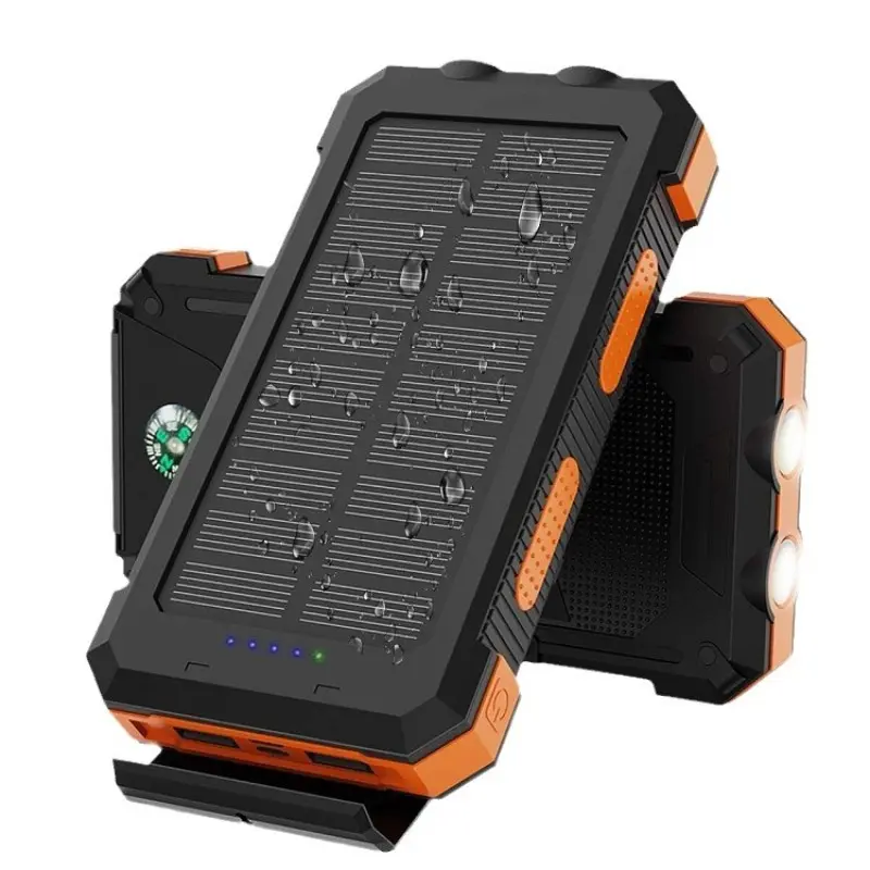 Solar Power Bank 20000mAh Portable USB PD Fast Charge External Battery Charger, Travel Battery Pack with LED Flashlight, USB-C Input, Compass, Travel Gadgets for All Smartphones, Outdoor Camping, Solar Charging Battery