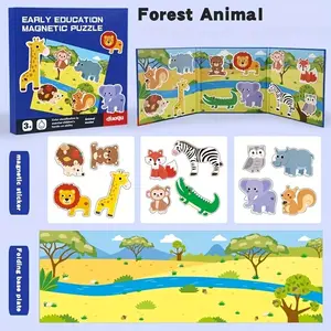 Magnetic Sticker Book with 5 Reusable Themes, Educational Travel Toy for Creative Learning Activities, Quiet Car and Plane Book for Boys and Girls