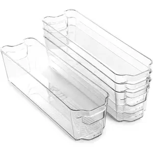 BINO| Stackable Storage Bins, Small - 4 Pack| The Stacker Collection| Clear Plastic Storage Bins| Organization and Storage Containers for Pantry & Fridge| Multi-Use Organizer Bins| BPA-Free