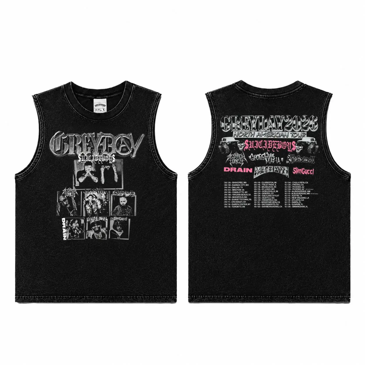 Grey Day 2026 Tour Graphic Washed Tank Top Premium Cotton Music Tee Urban Soul G59 Streetwear Shirt Hip-hop/Rap Punk Trap Concert Merch Oversized Graphic Shirt Gift for fans