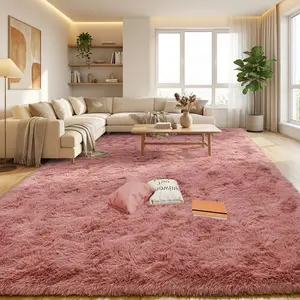 XEXSIN Blush Pink Area Rugs for Girls Bedroom, Fuzzy Furry Fluffy Kawaii Rugs for Kids Room Playroom, Shaggy Small Fur Plush Shag Carpet for Nursery Dorm Classroom, Cute Dusty Rose Mauve Rug