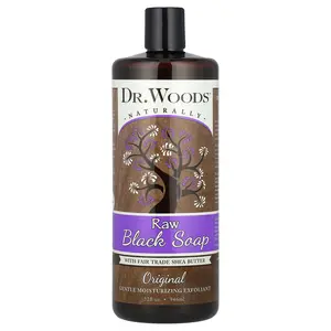 Dr. Woods Raw Black Soap with Fair Trade Shea Butter, Original, 32 fl oz (946 ml)