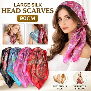 35" Large Square Silk Scarf 4Pcs – Satin Head Wrap, Neck Scarf, Shawl for Women – Summer Sale, Mid Year Sale, Deals for You, Restock