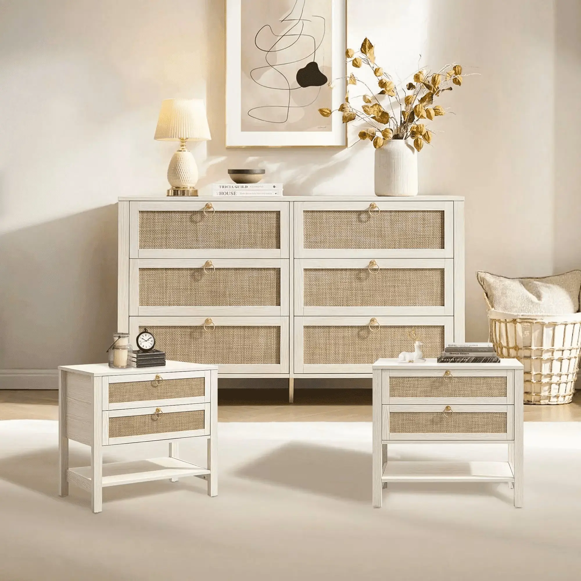 White 2 drawer + 1 dresser
