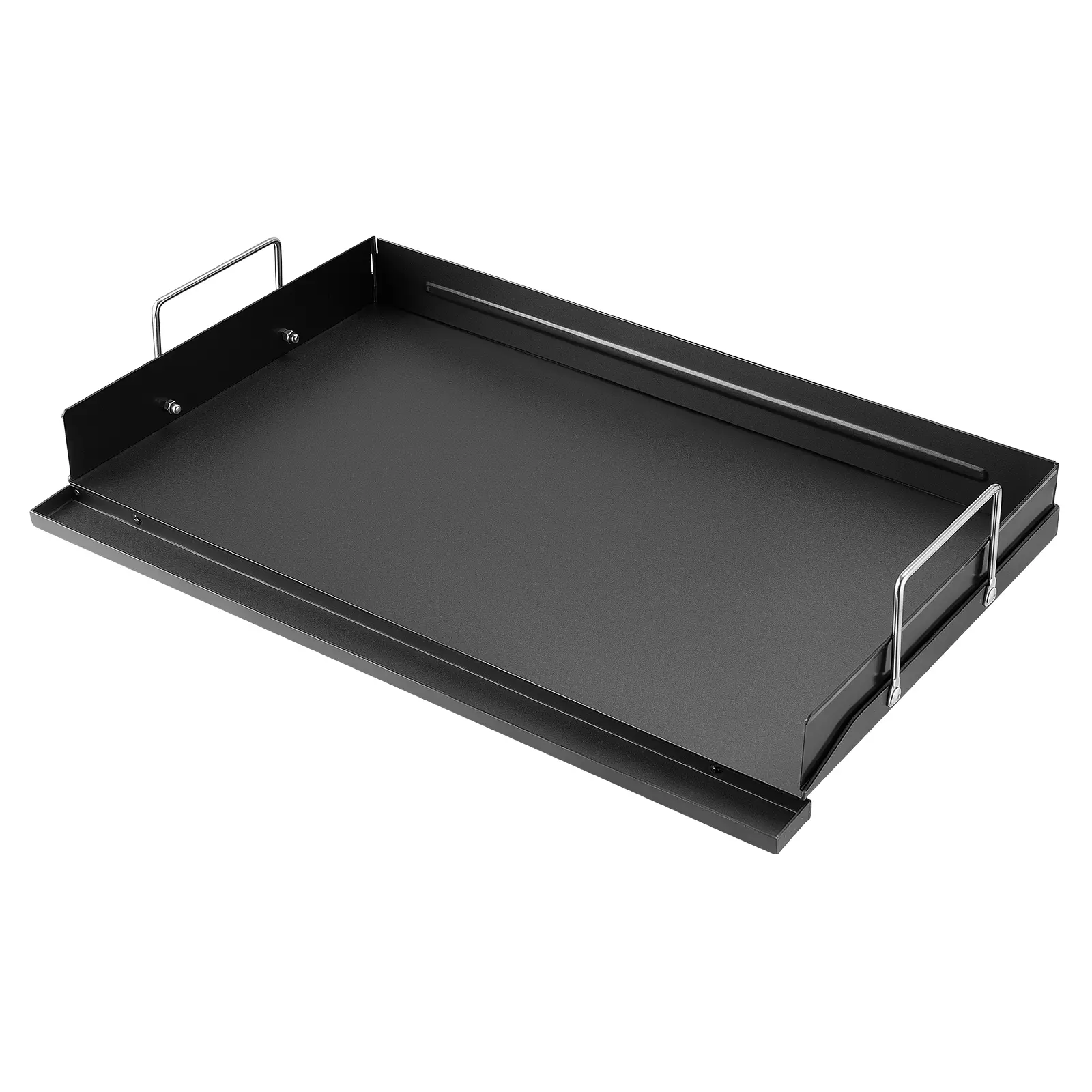 VEVOR Pre-Seasoned Carbon Steel Griddle, 25x16 in Flat Top Plate with Handle, Portable Grill with Even Heat Distribution, Non-Stick Rectangular Family Cookware for Outdoor Gas Grill/Stove