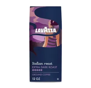 Lavazza Italian Roast Ground Coffee 12oz Bag, Dark Roast, Strong and Bold Taste, Intensity 5/5, 100% Arabica, Ideal for Drip Brewers, (Pack of 1) - Package May Vary